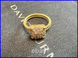 DAVlD. YurmanSterling Gold Chatelaine 14mm Diamond Pave Ring Size 7