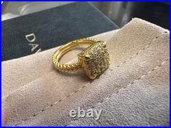 DAVlD. YurmanSterling Gold Chatelaine 14mm Diamond Pave Ring Size 7