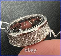 DAVlD/YurmanSterling/Silver 8.5mm Streamline Full-Diamond Band Ring Size US 7