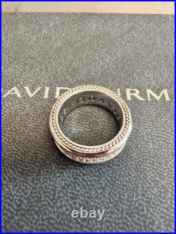 DAVlD/YurmanSterling/Silver 8.5mm Streamline Full-Diamond Band Ring Size US 7