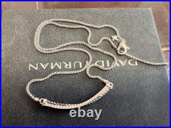 DAVlD YurmanSterling Silver Crossover Bar Pendant Necklace with Diamonds 16-17