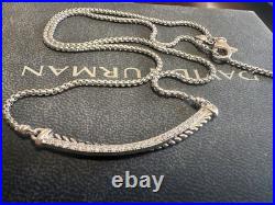 DAVlD YurmanSterling Silver Crossover Bar Pendant Necklace with Diamonds 16-17