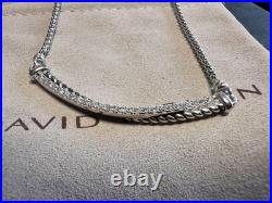 DAVlD YurmanSterling Silver Crossover Bar Pendant Necklace with Diamonds 16-17