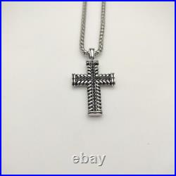 DAVlD YurmanSterling Silver White Diamond Large Chevron Cross 23 Necklace