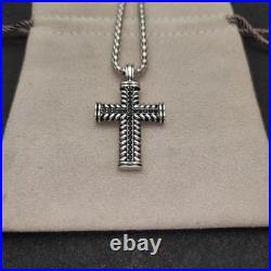 DAVlD YurmanSterling Silver White Diamond Large Chevron Cross 23 Necklace