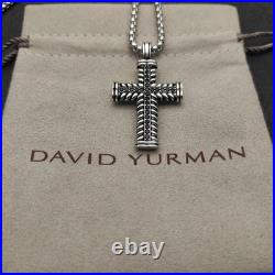 DAVlD YurmanSterling Silver White Diamond Large Chevron Cross 23 Necklace