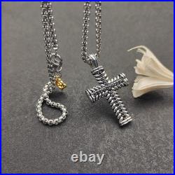 DAVlD YurmanSterling Silver White Diamond Large Chevron Cross 23 Necklace