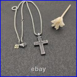 DAVlD YurmanSterling Silver White Diamond Large Chevron Cross 23 Necklace