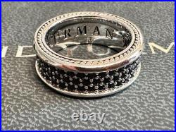 DAVlD/YurmanSterling black/8.5mm/Streamline Full-Diamond Band Ring Size US 7