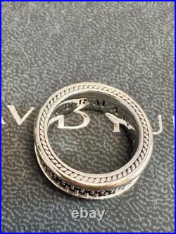 DAVlD/YurmanSterling black/8.5mm/Streamline Full-Diamond Band Ring Size US 7
