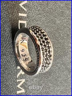 DAVlD/YurmanSterling black/8.5mm/Streamline Full-Diamond Band Ring Size US 7