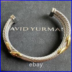 DAVlD Yurman 925 silver gold 10mm double x embellishment thickness bracelet