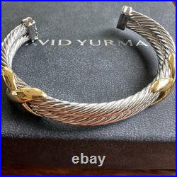 DAVlD Yurman 925 silver gold 10mm double x embellishment thickness bracelet