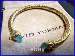 DAVl'D YurmanDrmanGenderless Spiral Silver Green Stone Bracelet