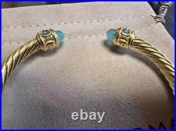 DAVl'D YurmanDrman/Genderless/Spiral Silver Green Stone Bracelet