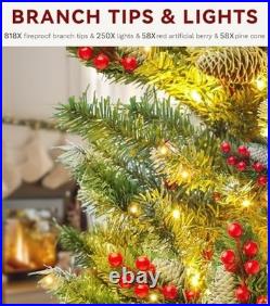 DWVO 6ft Pre-lit Christmas Tree, Pre-Decorated Artificial Christmas Trees for Ho DWVO 6ft Pre-lit Christmas Tree, Pre-Decorated Artificial Christmas Trees for Ho