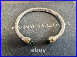 DavidYurmanSilver4mmSterling/ green Topaz & 18K Gold Cable Classic Bracelet