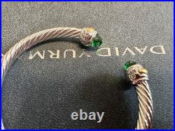 DavidYurmanSilver4mmSterling/ green Topaz & 18K Gold Cable Classic Bracelet