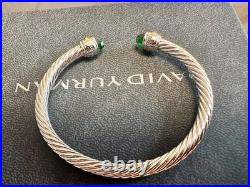 DavidYurmanSilver4mmSterling/ green Topaz & 18K Gold Cable Classic Bracelet