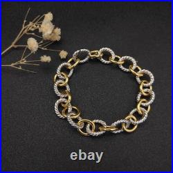 David/YurmanSterling/Silve& 18k Gold 18mm Oval Cable Link 7.5 Bracelet