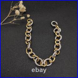 David/YurmanSterling/Silve& 18k Gold 18mm Oval Cable Link 7.5 Bracelet