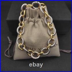 David/YurmanSterling/Silve& 18k Gold 18mm Oval Cable Link 7.5 Bracelet