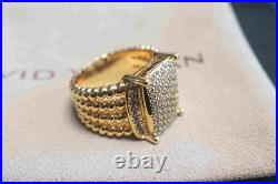 DavldYurmanSterling/18K GOLD/Wheaton/Pave Diamonds Ring 16x12mm Size 7