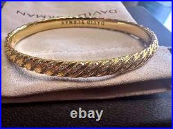 Davld Yu-rman Sculpted Cable Cuff Bracelet 18K Yellow Gold with Diamonds 6.2mm
