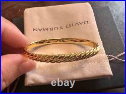 Davld Yu-rman Sculpted Cable Cuff Bracelet 18K Yellow Gold with Diamonds 6.2mm