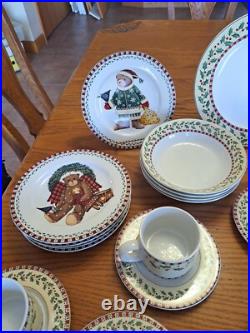 Debbie Mumm Vintage Christmas Bears 39 Pieces Dinnerware Grouping Sakura 1998