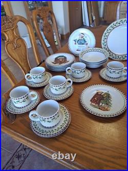 Debbie Mumm Vintage Christmas Bears 39 Pieces Dinnerware Grouping Sakura 1998