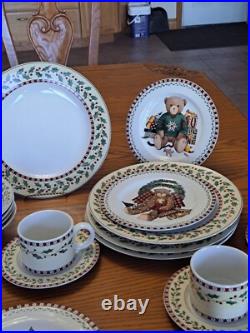 Debbie Mumm Vintage Christmas Bears 39 Pieces Dinnerware Grouping Sakura 1998