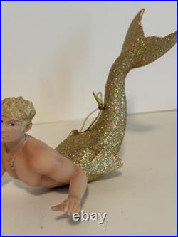 December Diamonds Pearl Diver Merman with Shell & Pearl Christmas Ornament December Diamonds Pearl Diver Merman with Shell & Pearl Christmas Ornament