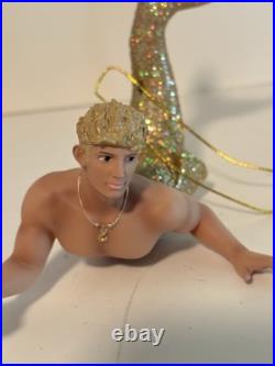 December Diamonds Pearl Diver Merman with Shell & Pearl Christmas Ornament December Diamonds Pearl Diver Merman with Shell & Pearl Christmas Ornament