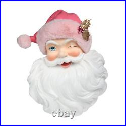 December Diamonds Pink Christmas Santa Head With Pink Fur Hat Wall Decor December Diamonds Pink Christmas Santa Head With Pink Fur Hat Wall Decor