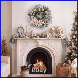 Decorbyhannah 24 Pre-Lit Christmas Wreath with Lights for Front Door