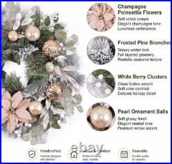 Decorbyhannah 24 Pre-Lit Christmas Wreath with Lights for Front Door