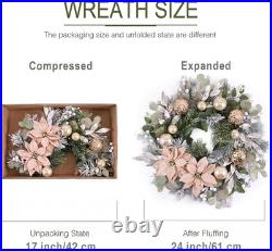 Decorbyhannah 24 Pre-Lit Christmas Wreath with Lights for Front Door