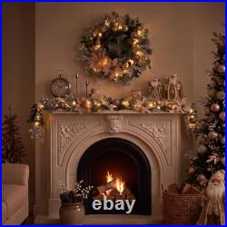 Decorbyhannah 24 Pre-Lit Christmas Wreath with Lights for Front Door