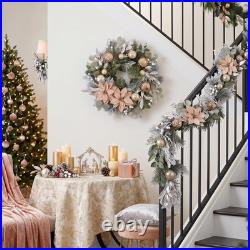 Decorbyhannah 24 Pre-Lit Christmas Wreath with Lights for Front Door