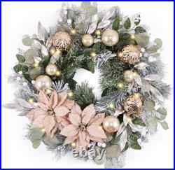Decorbyhannah 24 Pre-Lit Christmas Wreath with Lights for Front Door