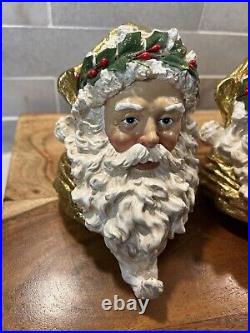 Dept 56 Santa Christmas Stocking Holder for Mantle Set of 4 Gold Leaf Wreath