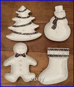 Discontinued & Rare Juliska Berry & Thread Set of 4 Christmas Party Plates