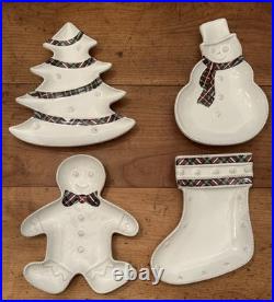 Discontinued & Rare Juliska Berry & Thread Set of 4 Christmas Party Plates