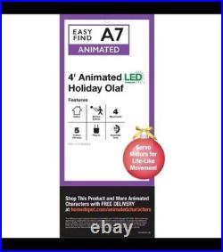 Disney 4 ft Animated LED Holiday Olaf Frozen Christmas Animatronic Brand NEW