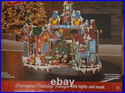 Disney Christmas Animated Holiday Village Clock Tower with Lights Music