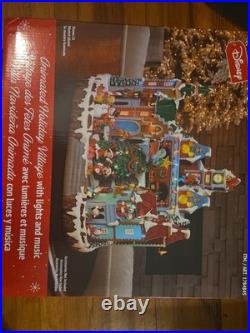 Disney Christmas Animated Holiday Village Clock Tower with Lights Music