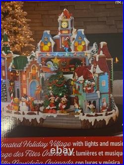 Disney Christmas Animated Holiday Village Clock Tower with Lights Music