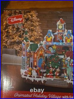 Disney Christmas Animated Holiday Village Clock Tower with Lights Music