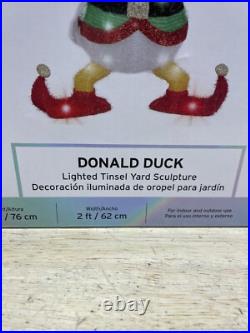 Disney Gemmy Christmas 2.5 ft LED Donald Duck Elf Tinsel Yard Sculpture NEW